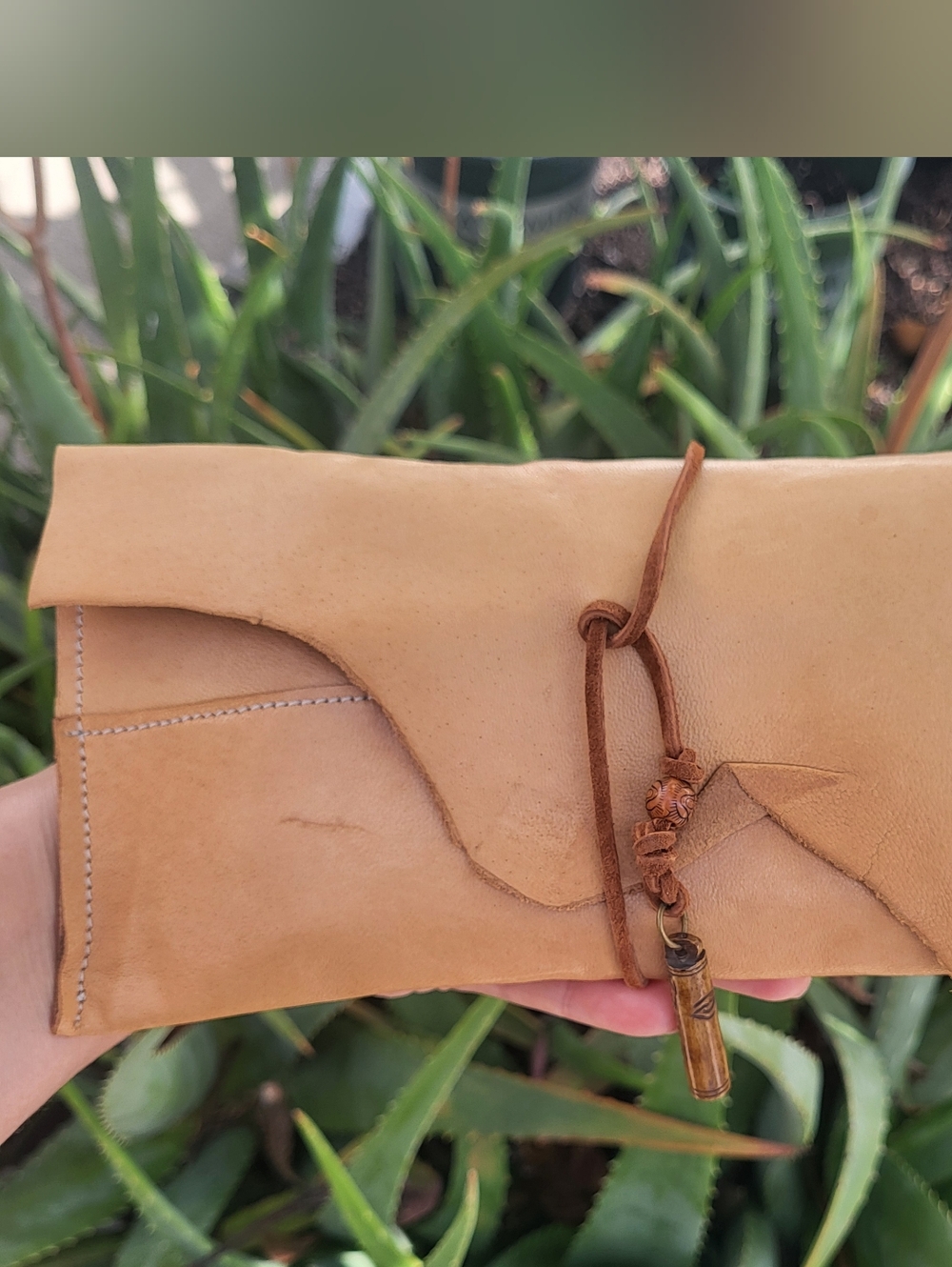 Handmade Bohemian Leather Clutch Wallet  One of a Kind Wallet Festival Ready